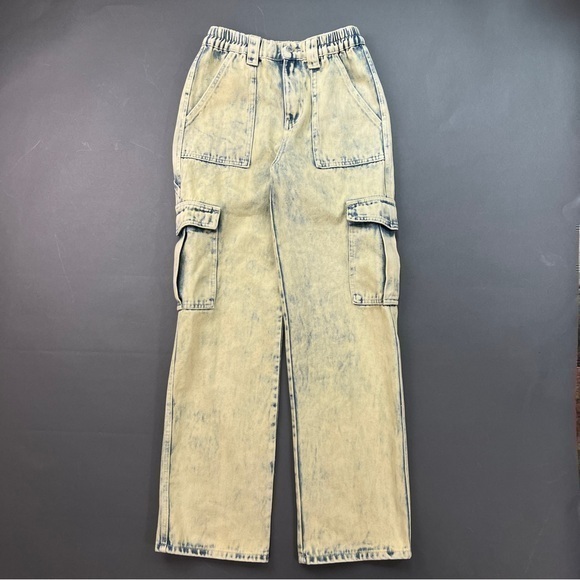 Signature8 Denim - Designer Dyed Yellow Flare Cargo Pants